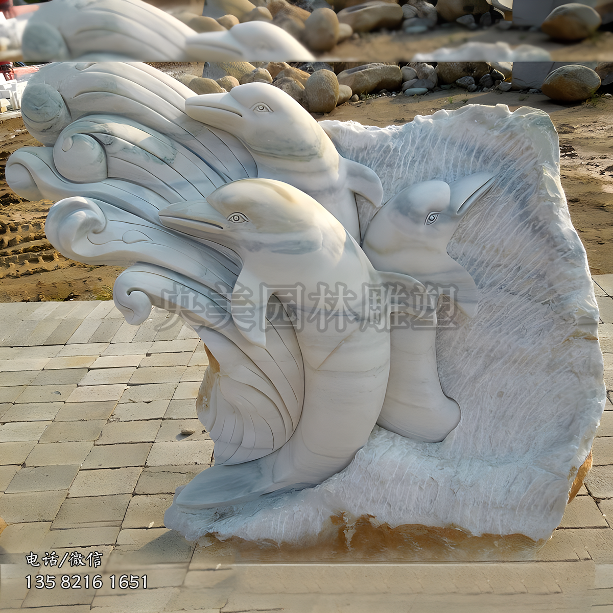 大理石浮雕海豚