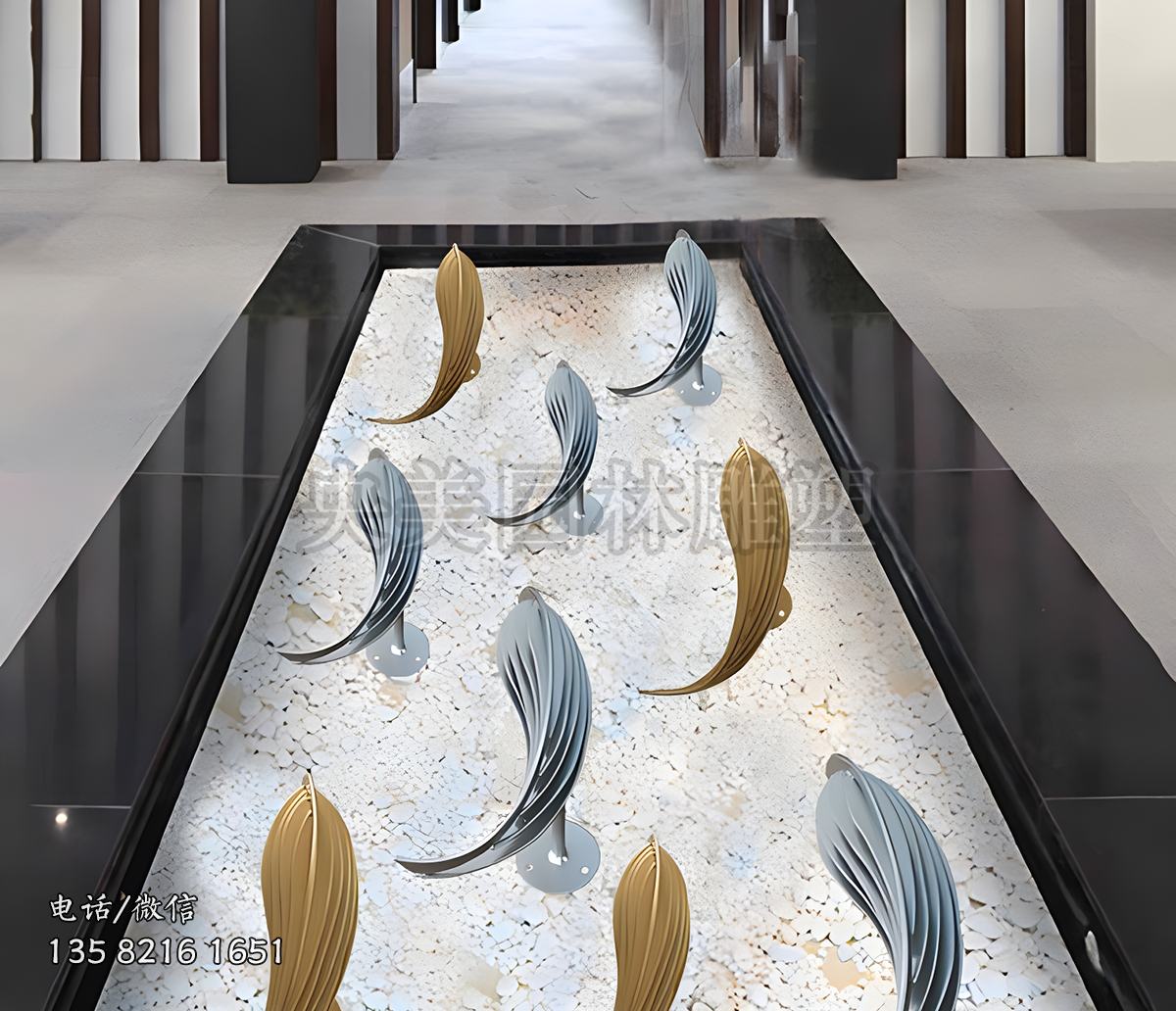 304不銹鋼抽象游魚魚群擺件