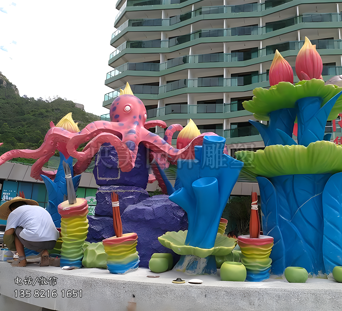 兒童游樂場章魚景觀主題雕塑