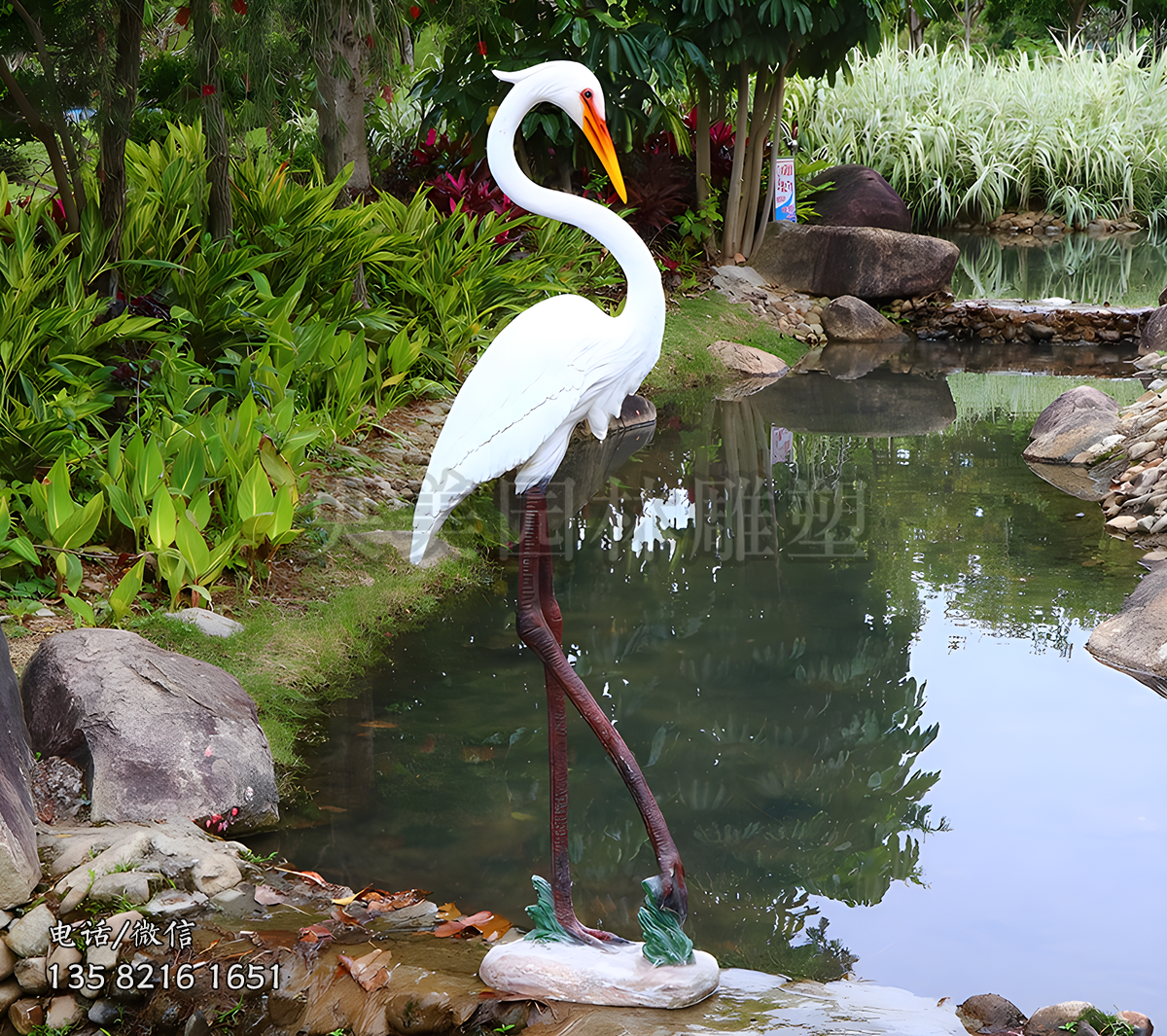 玻璃鋼白鷺仿真動(dòng)物雕塑