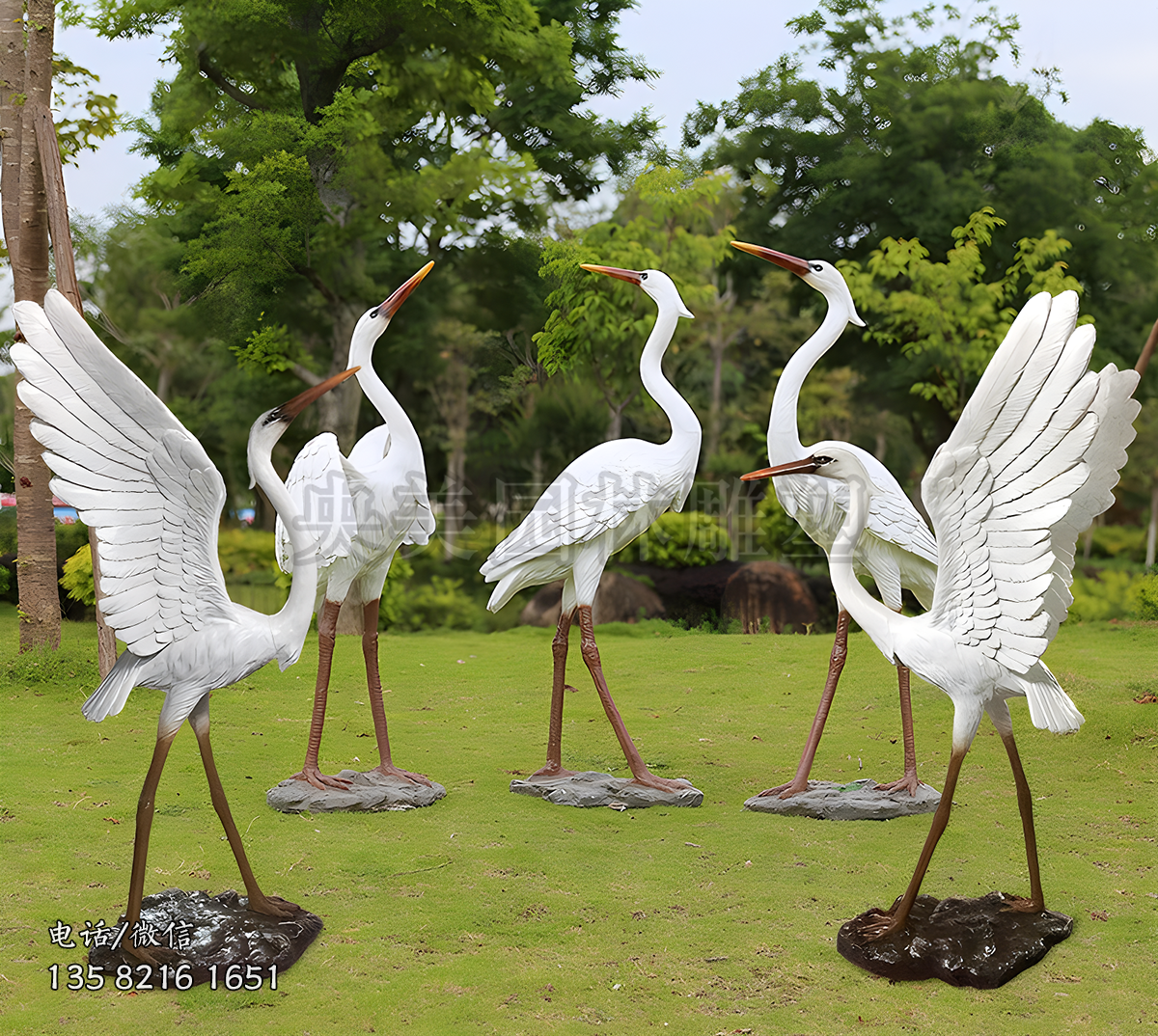 玻璃鋼白鷺仿真鳥類雕塑