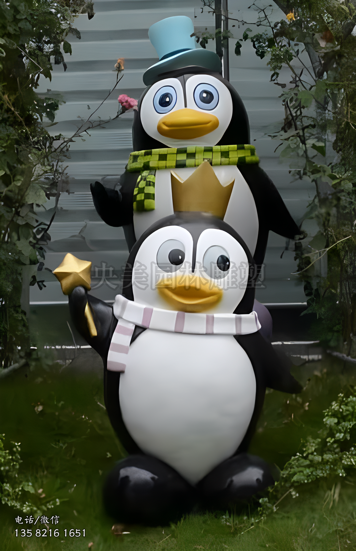 玻璃鋼卡通企鵝雕塑