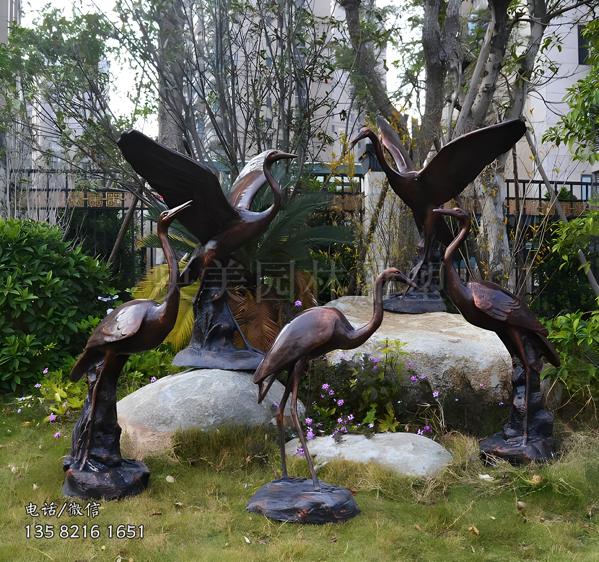 仿銅仙鶴雕塑