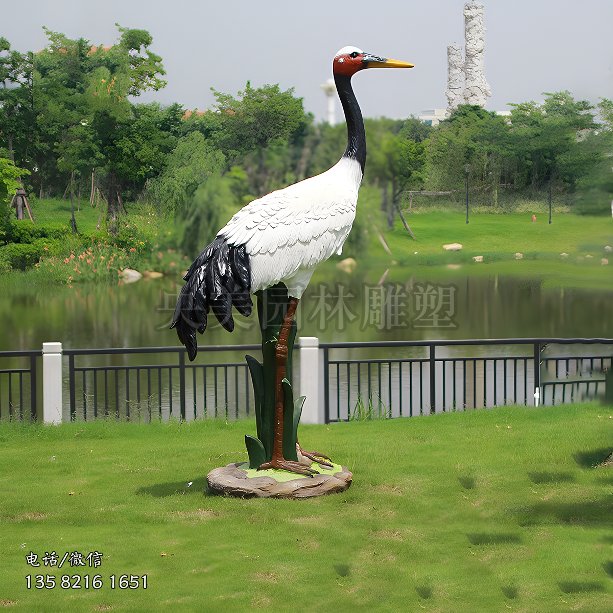 玻璃鋼仿真動物仙鶴雕塑