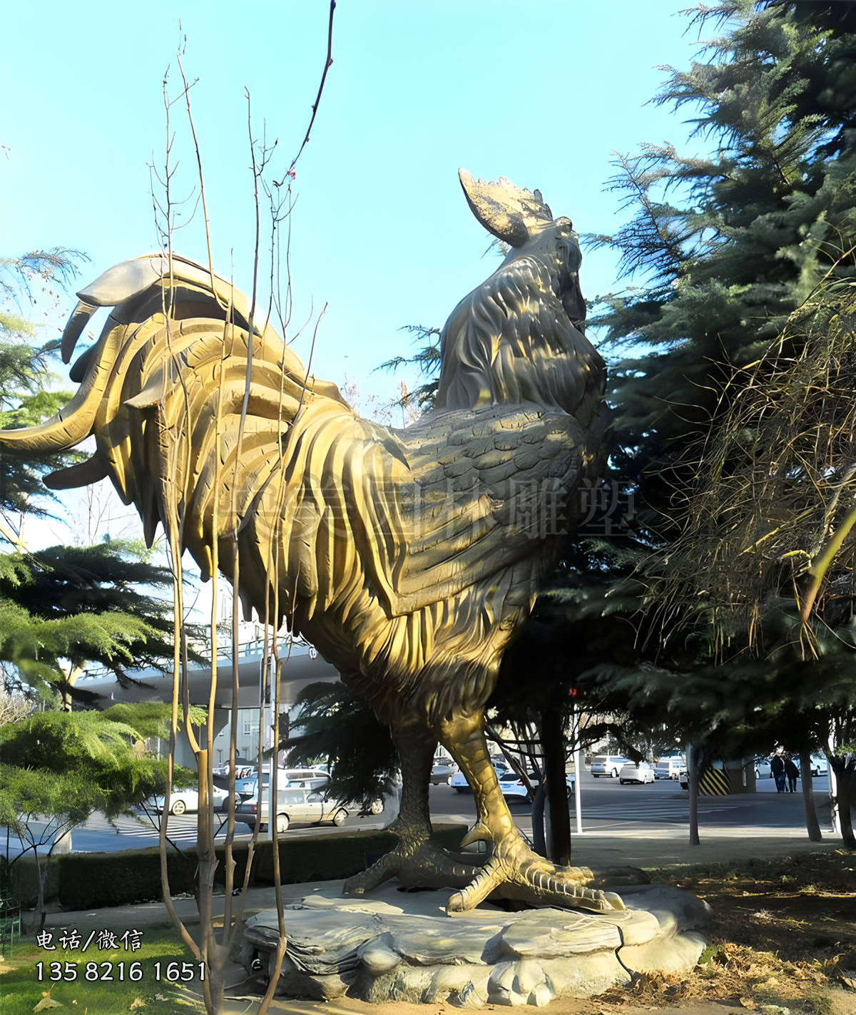 大理石石刻大型公雞雕塑