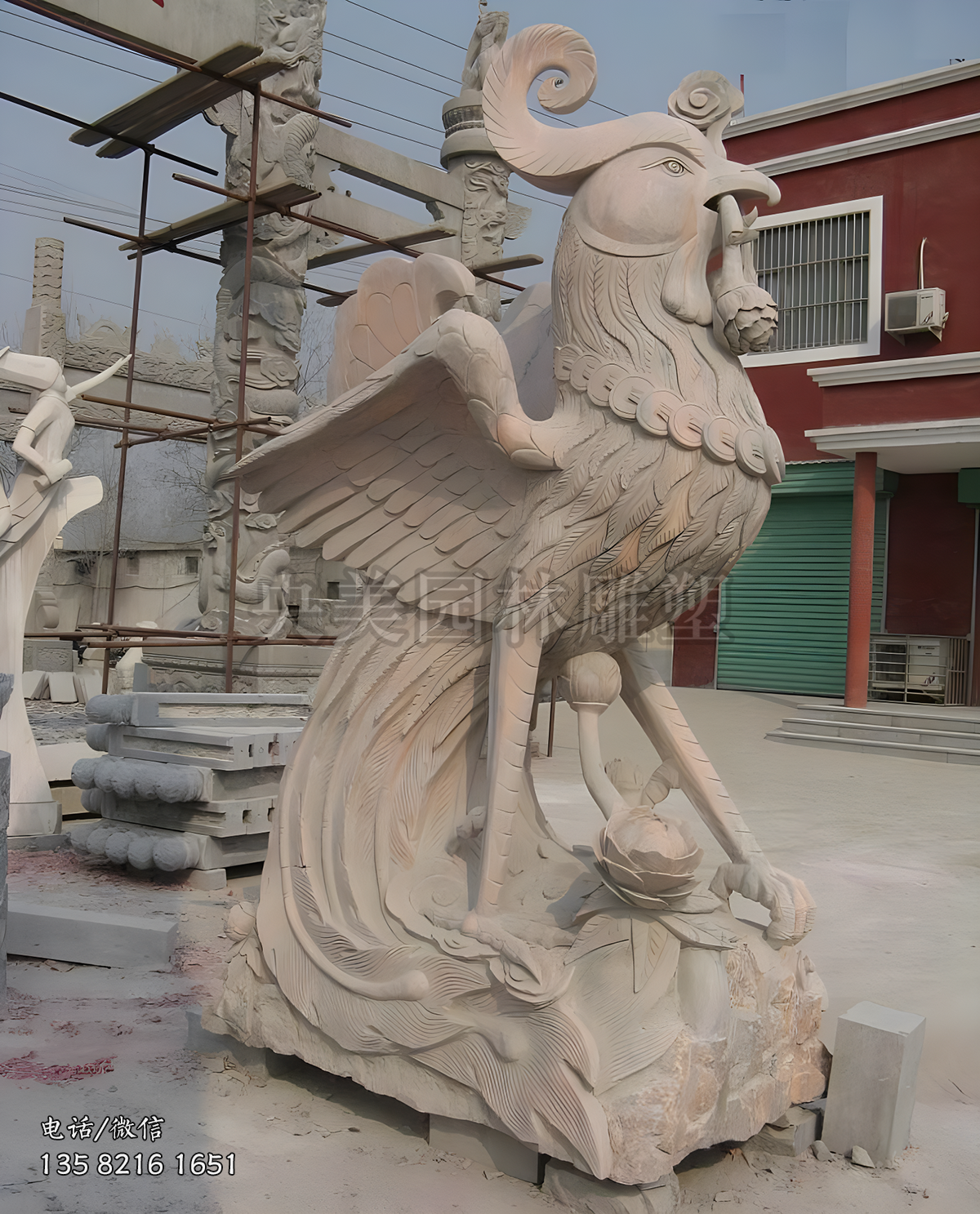 大理石石刻鳳凰雕塑