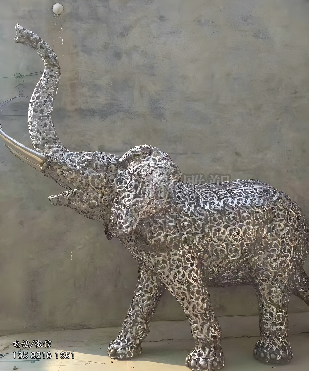 鏤空鐵藝大象不銹鋼雕塑