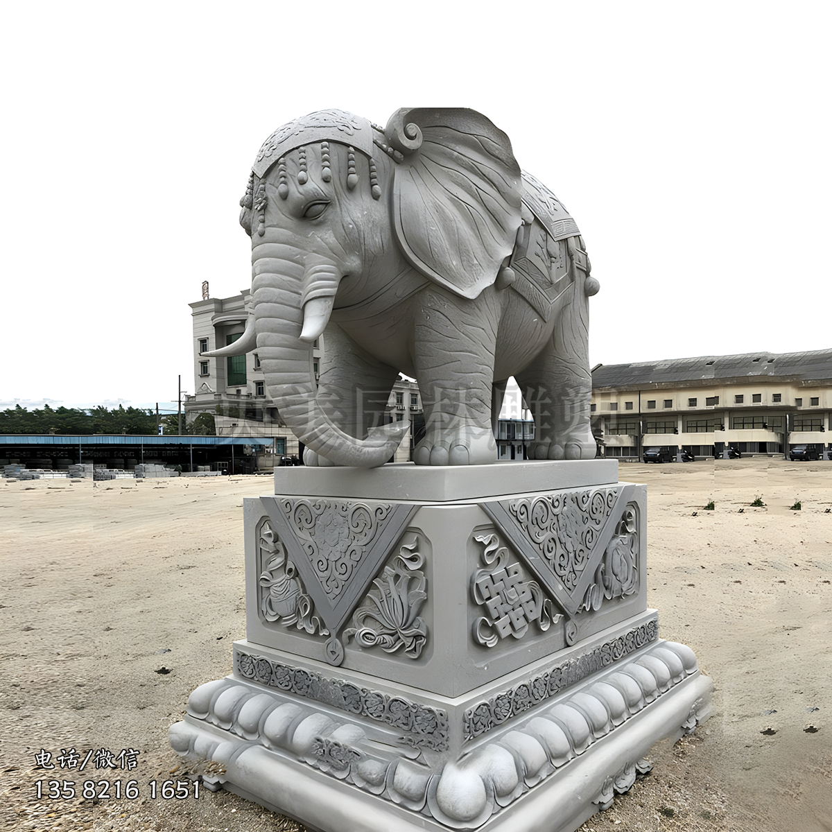 大理石石刻大象雕塑