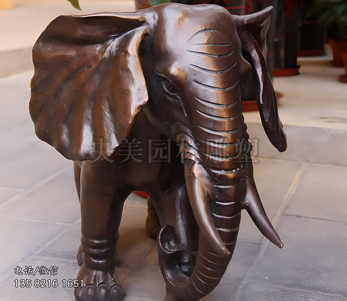 酒店門口銅雕大象雕塑