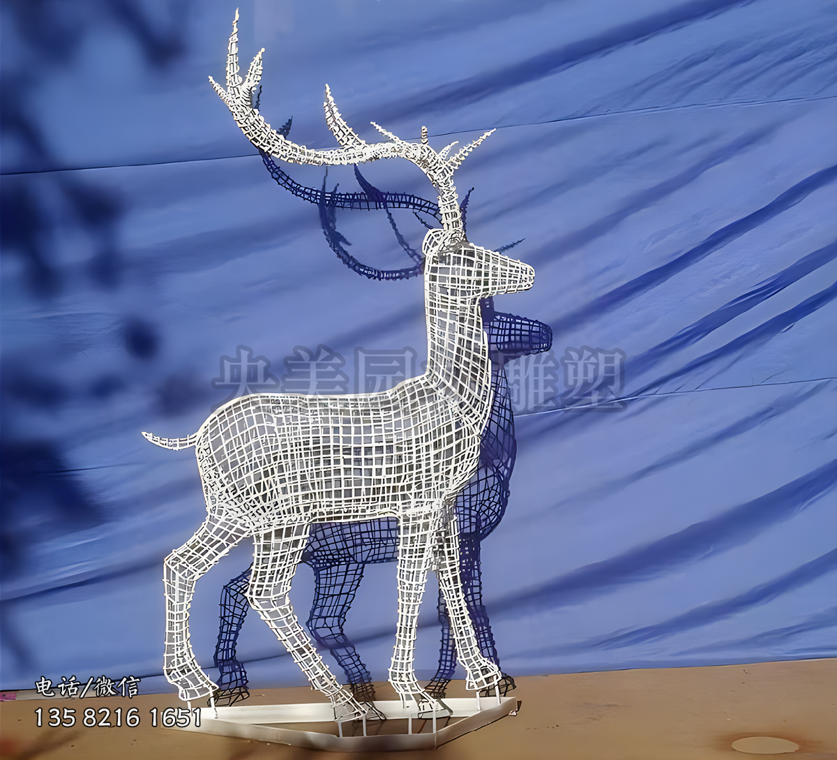 鐵藝網(wǎng)格鹿雕塑