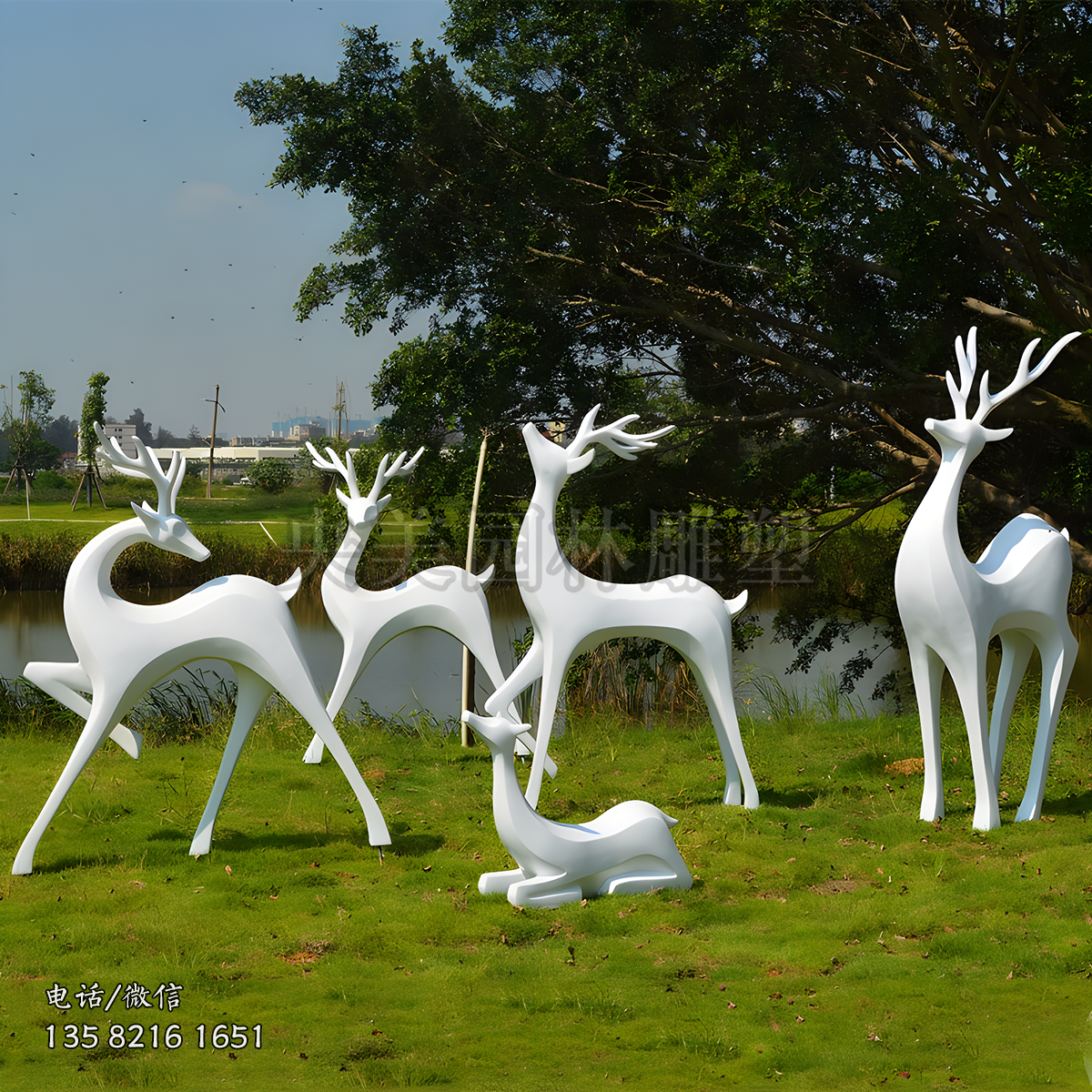 玻璃鋼抽象梅花鹿雕塑