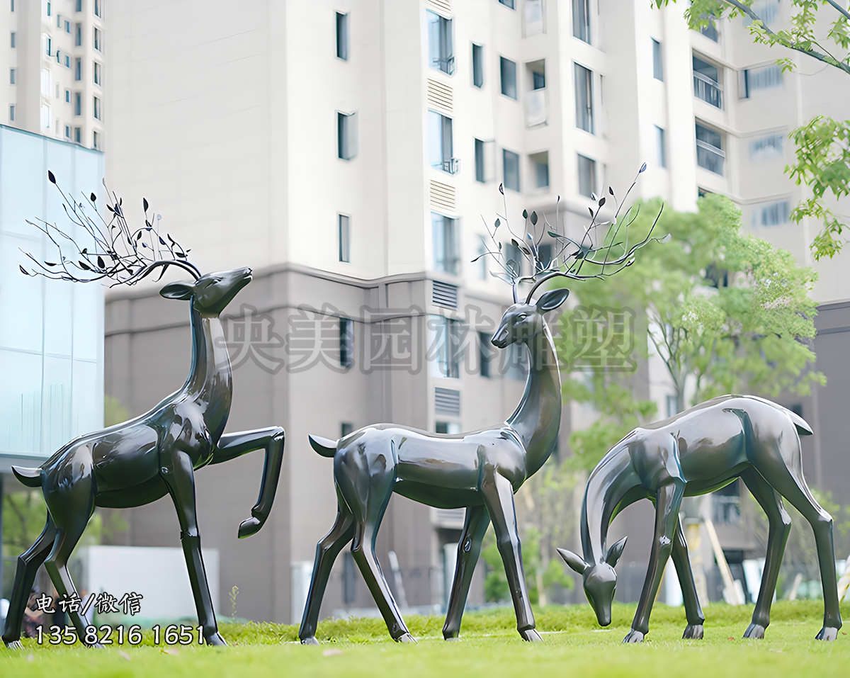 仿青銅玻璃鋼梅花鹿雕塑