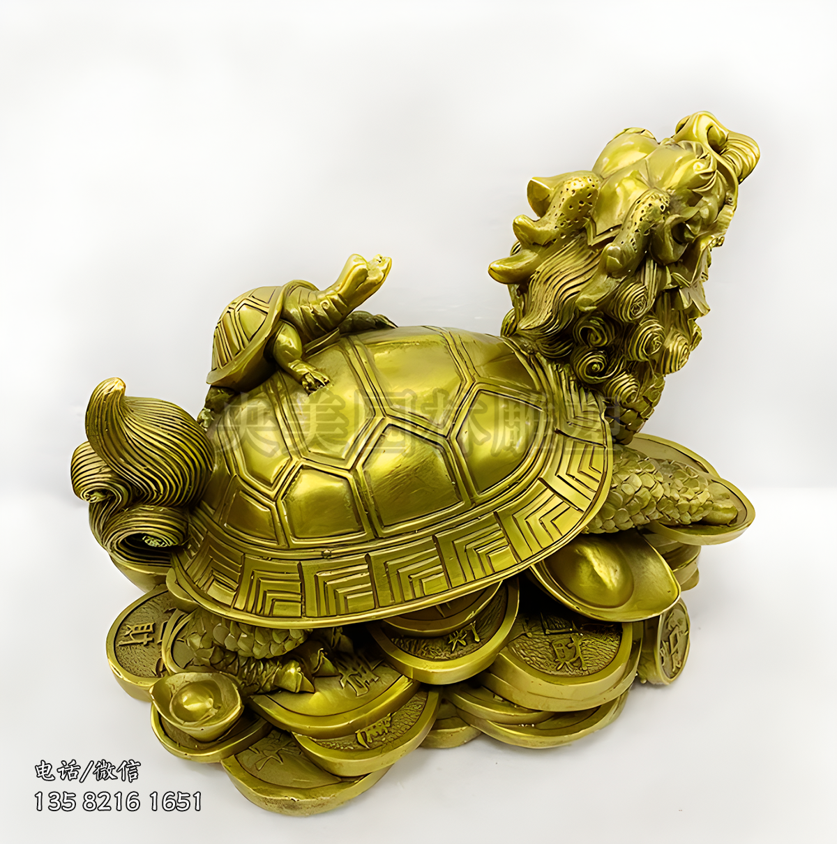 純銅鑄造招財龍龜?shù)袼軘[件