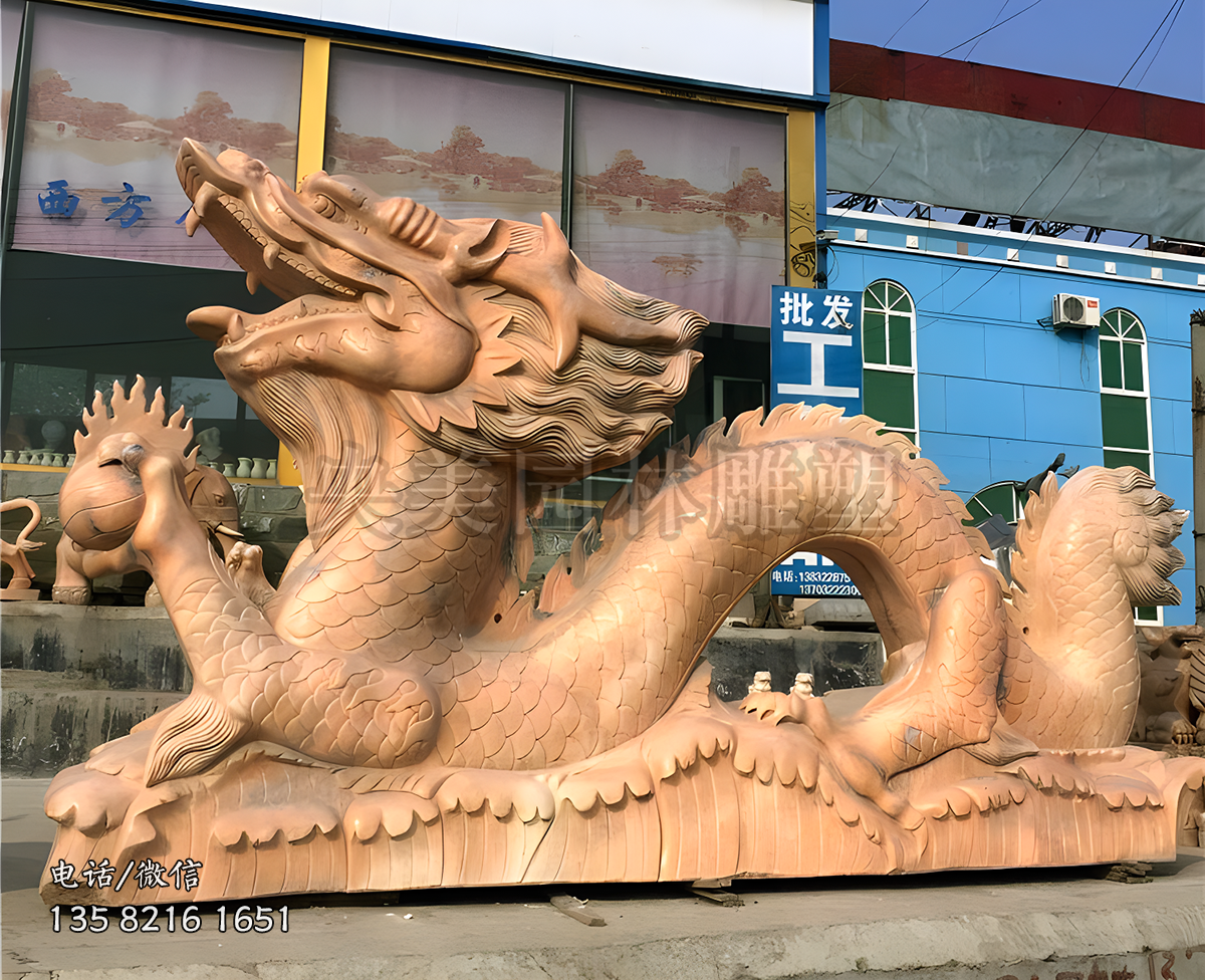 晚霞紅神龍石雕景觀雕塑