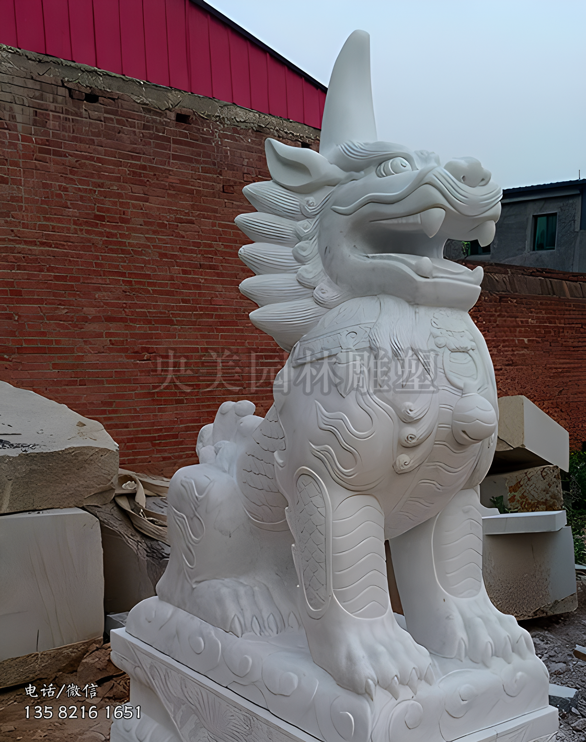 神獸獬豸漢白玉石雕