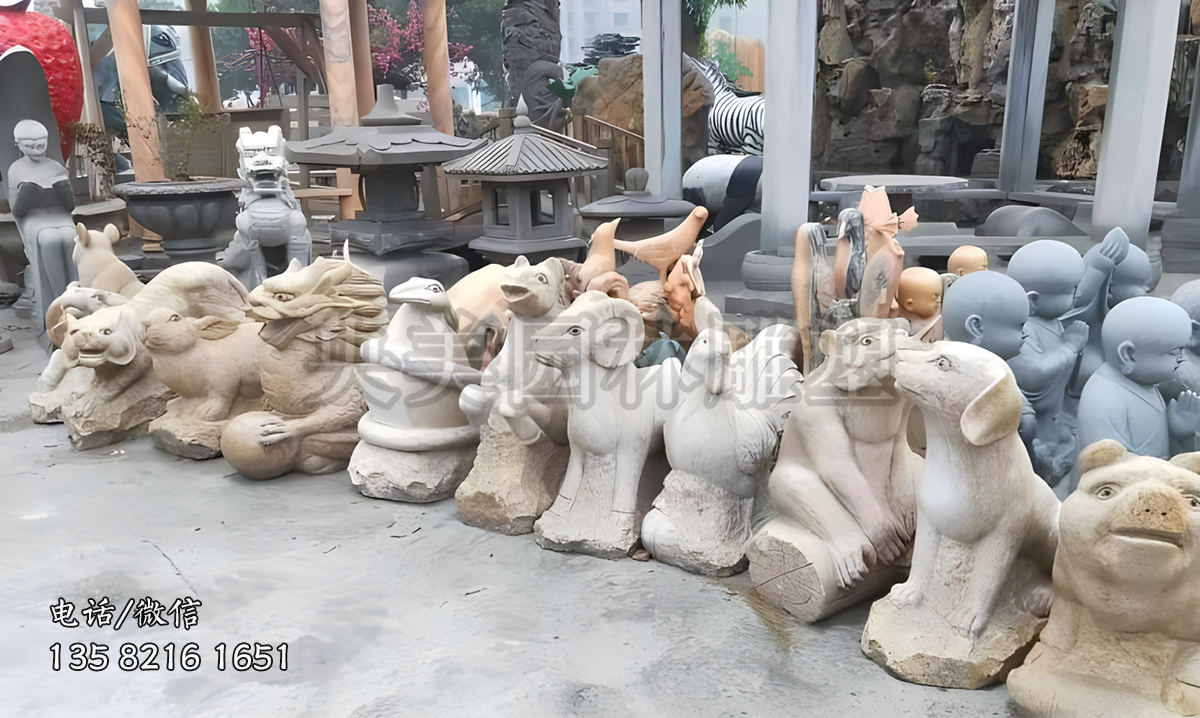 寫實十二生肖動物石雕擺件