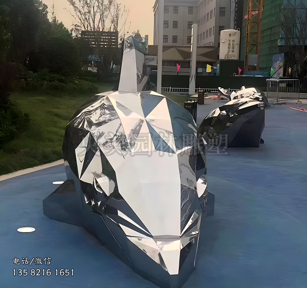 鏡面不銹鋼切面老鼠雕塑