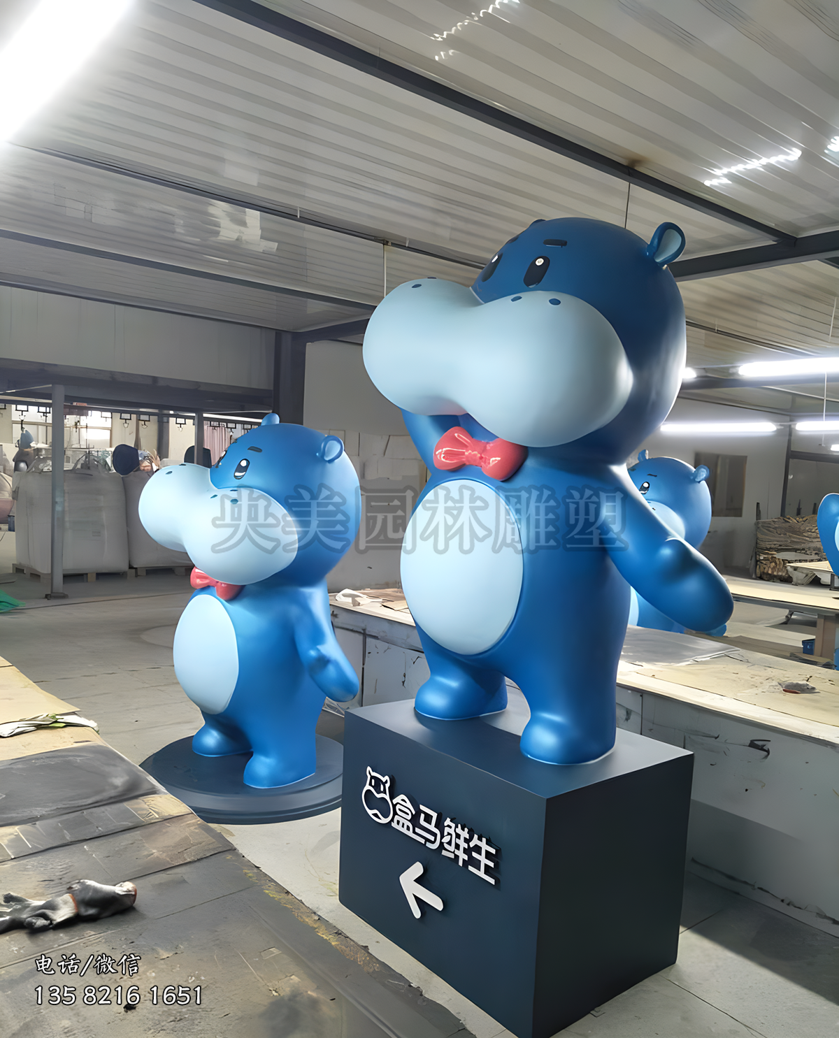 玻璃鋼卡通河馬IP雕塑