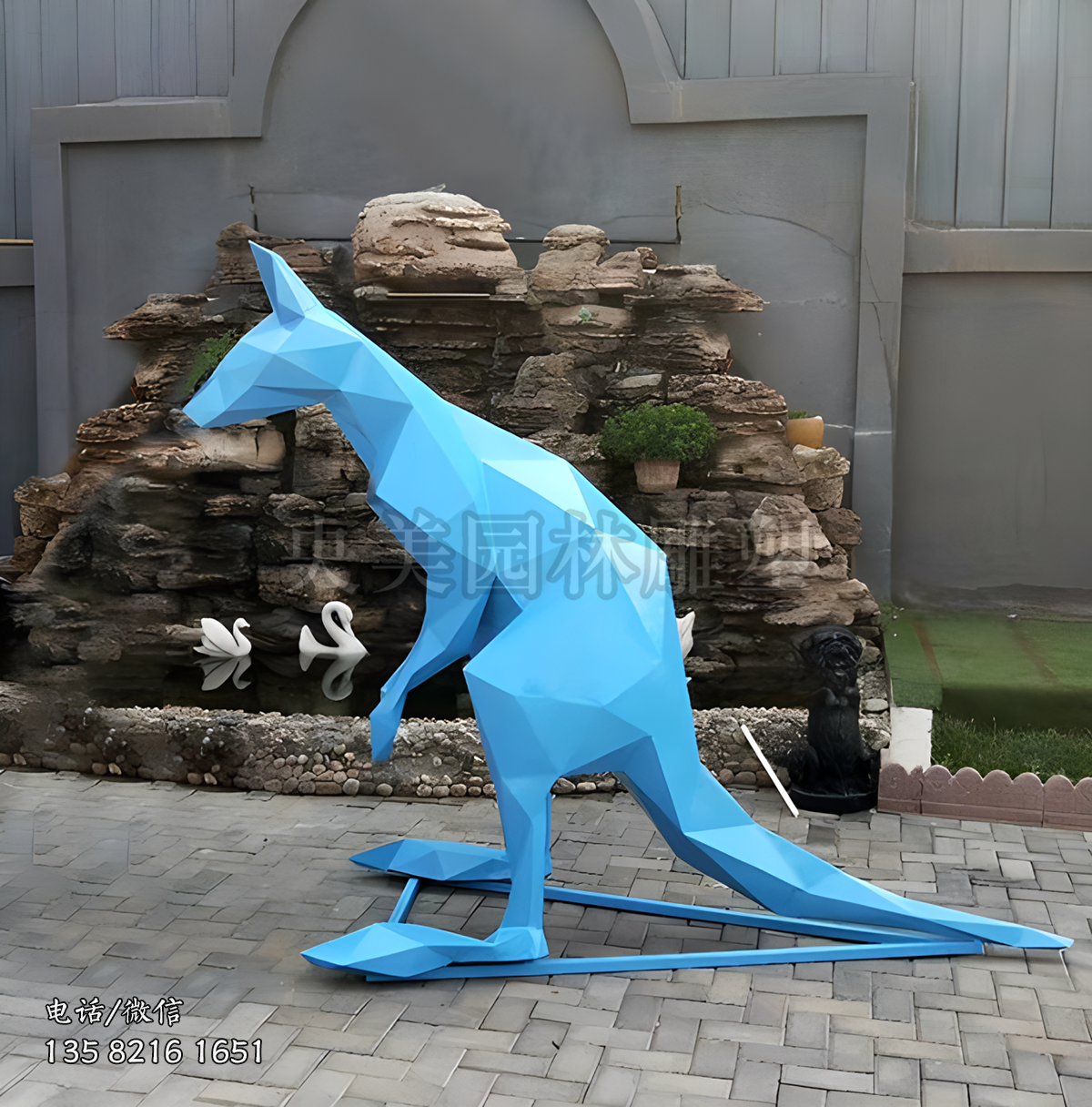 不銹鋼切面袋鼠雕塑