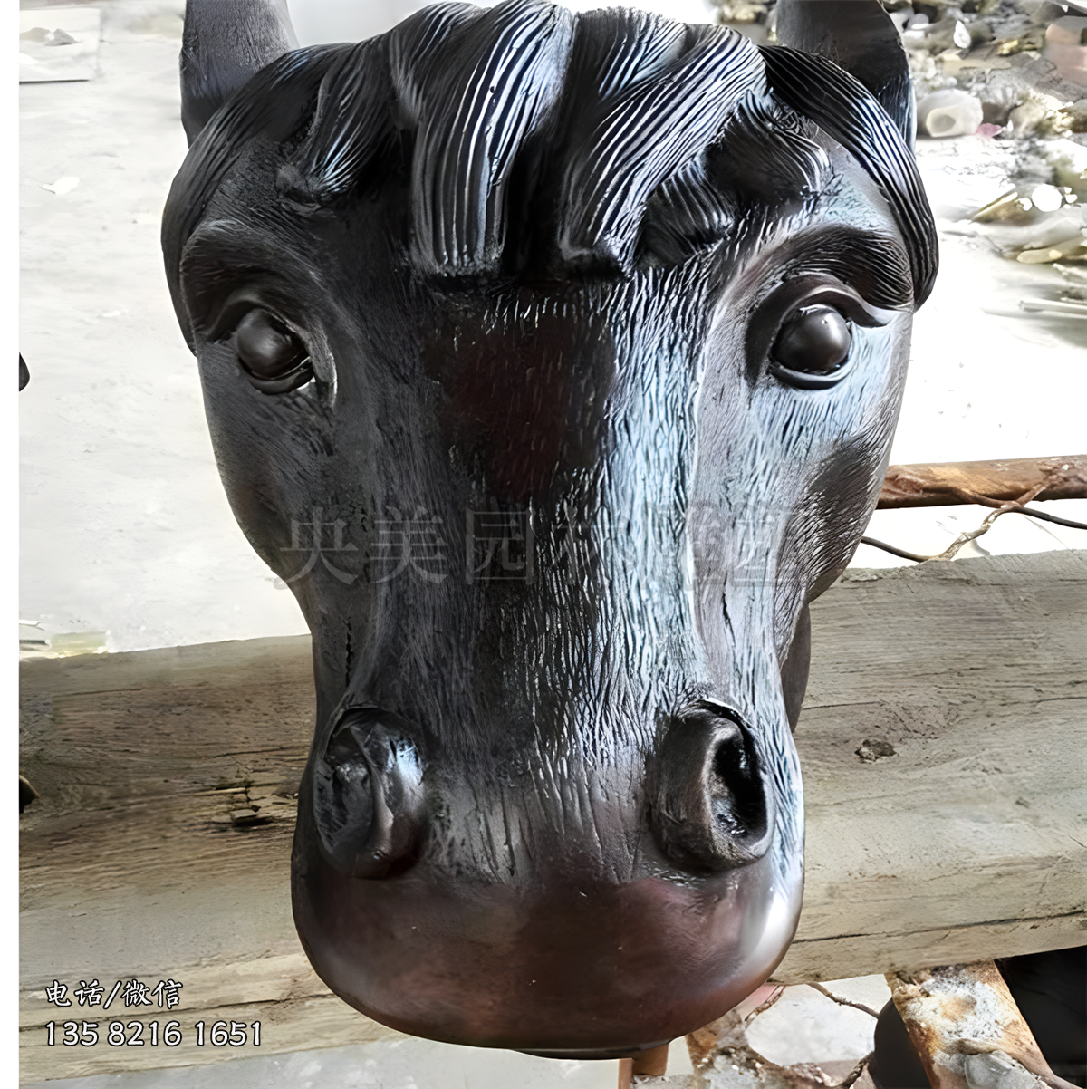 玻璃鋼仿真馬頭雕塑擺件