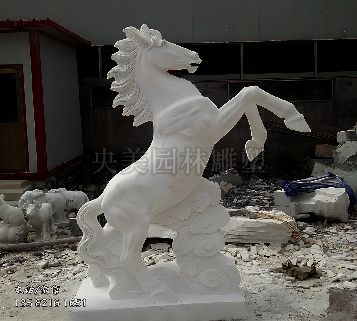 漢白玉立馬石雕景觀雕塑