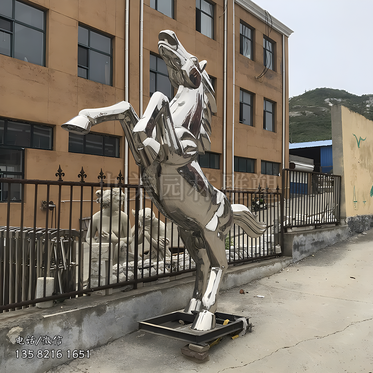 鏡面不銹鋼馬景觀雕塑擺件