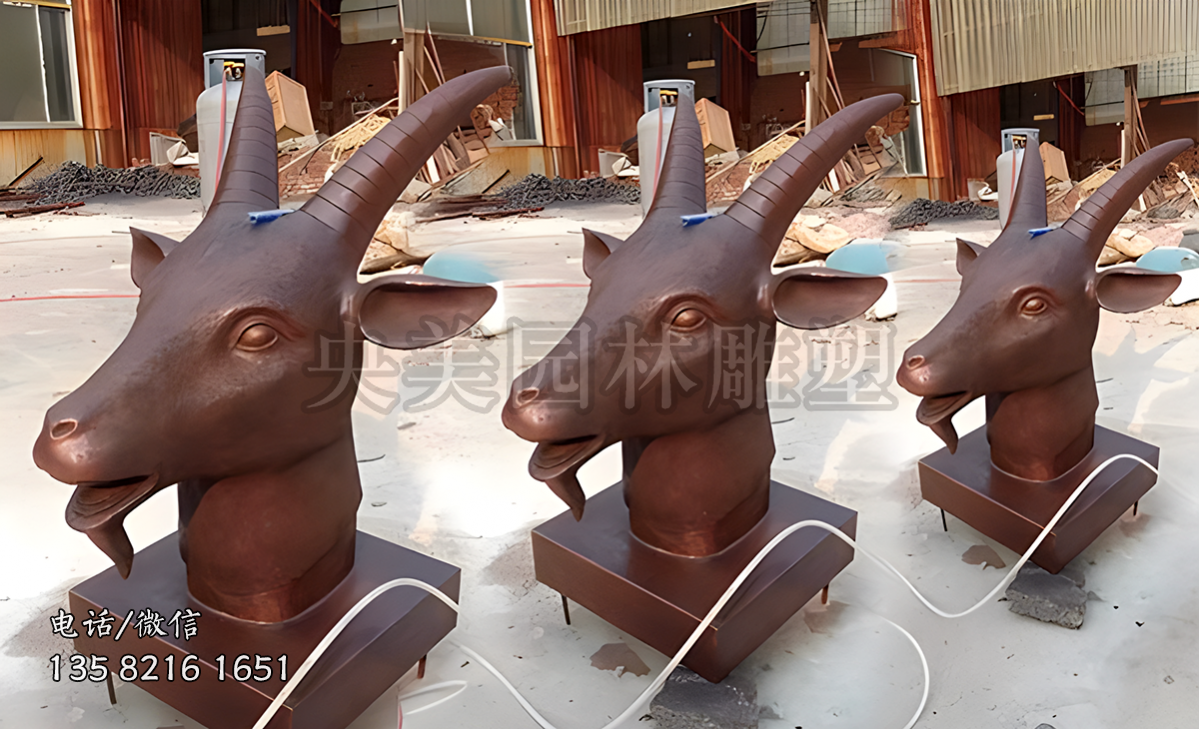 十二生肖未羊羊頭銅雕擺件