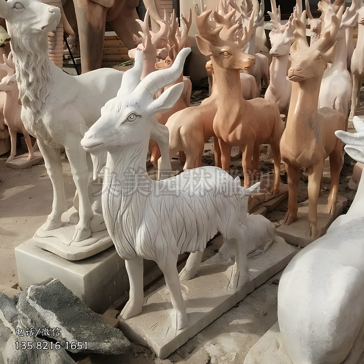 仿真山羊石雕動物擺件