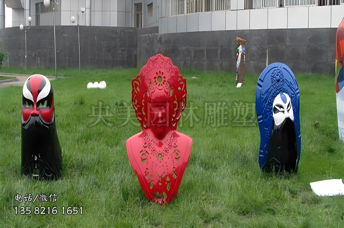 彩繪臉譜雕塑擺件