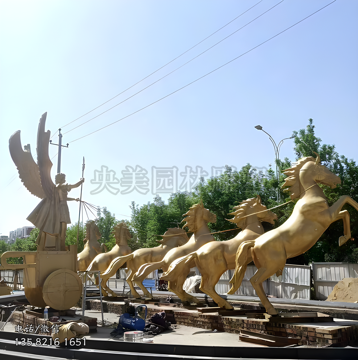 阿波羅戰(zhàn)車大型馬拉車景觀雕塑