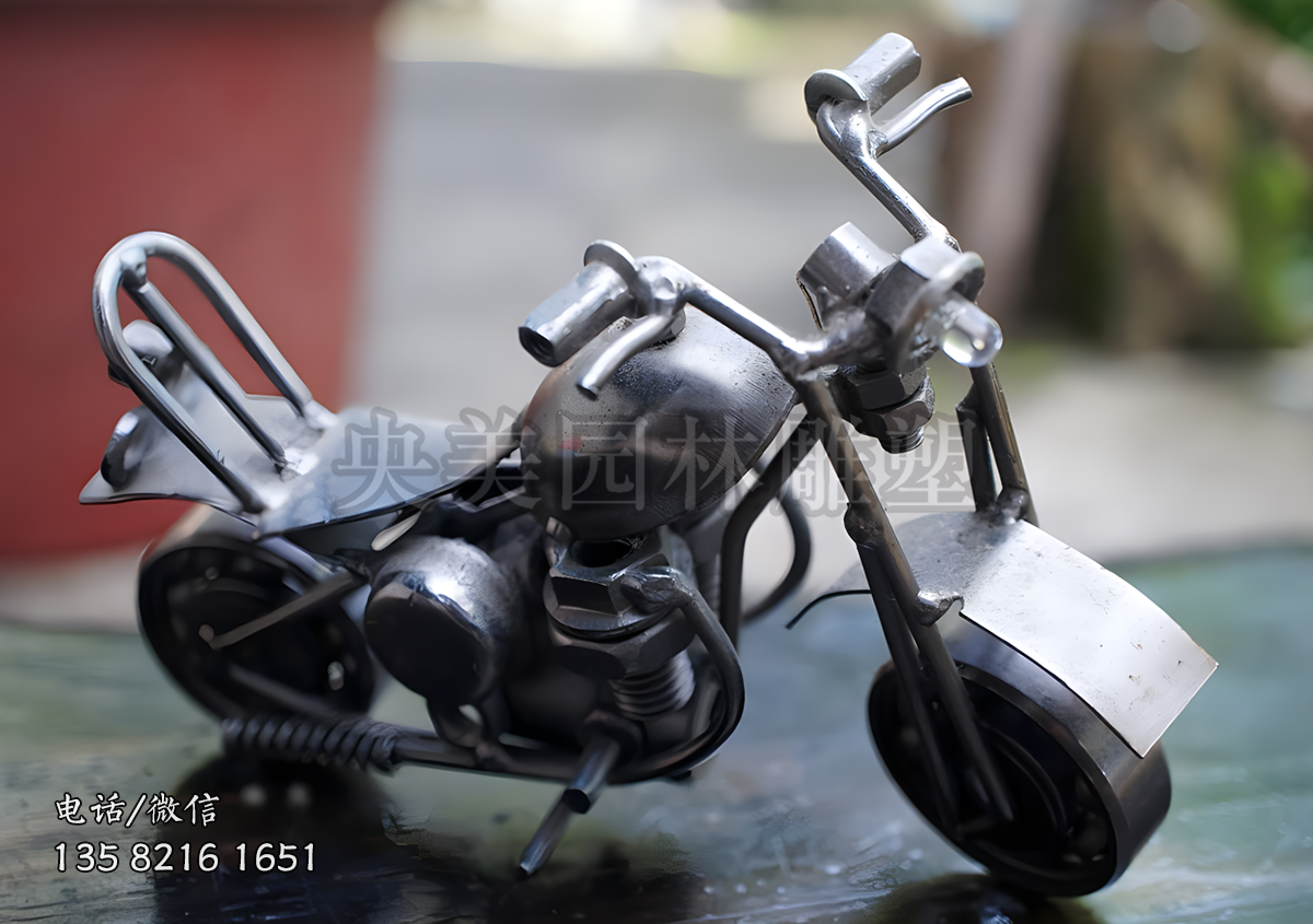 鐵藝摩托車雕塑擺件