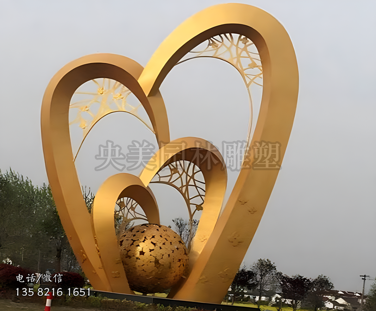 心型不銹鋼創(chuàng)意景觀雕塑