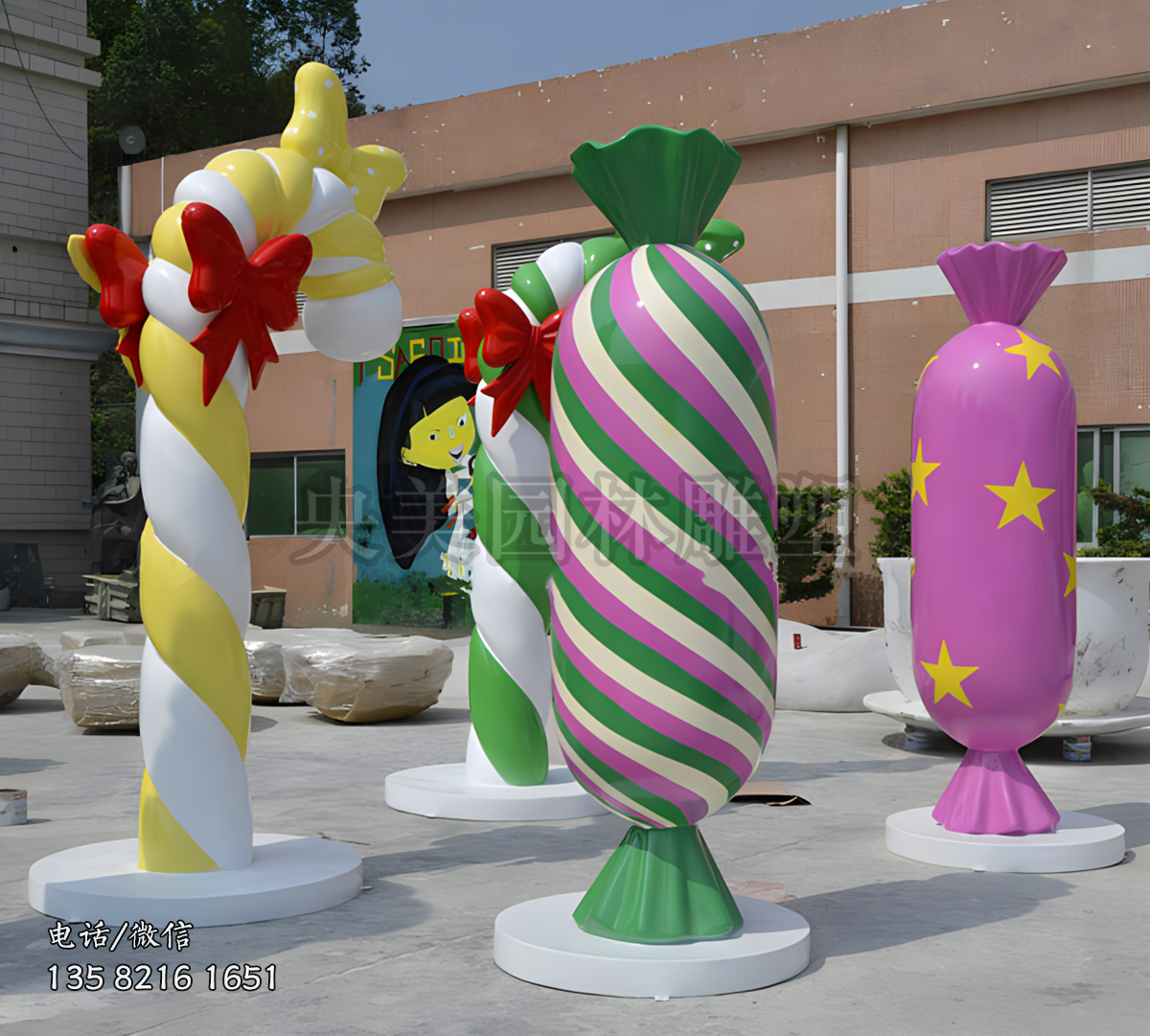 玻璃鋼彩繪糖果雕塑擺件