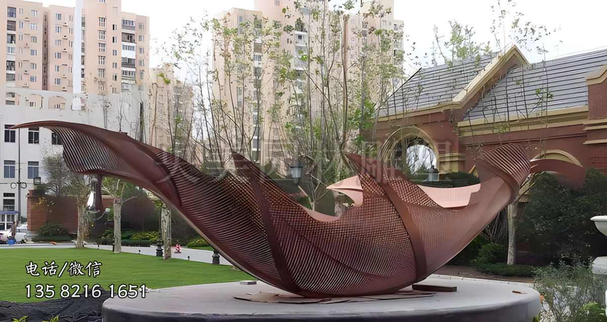 船型樹葉不銹鋼鏤空雕塑