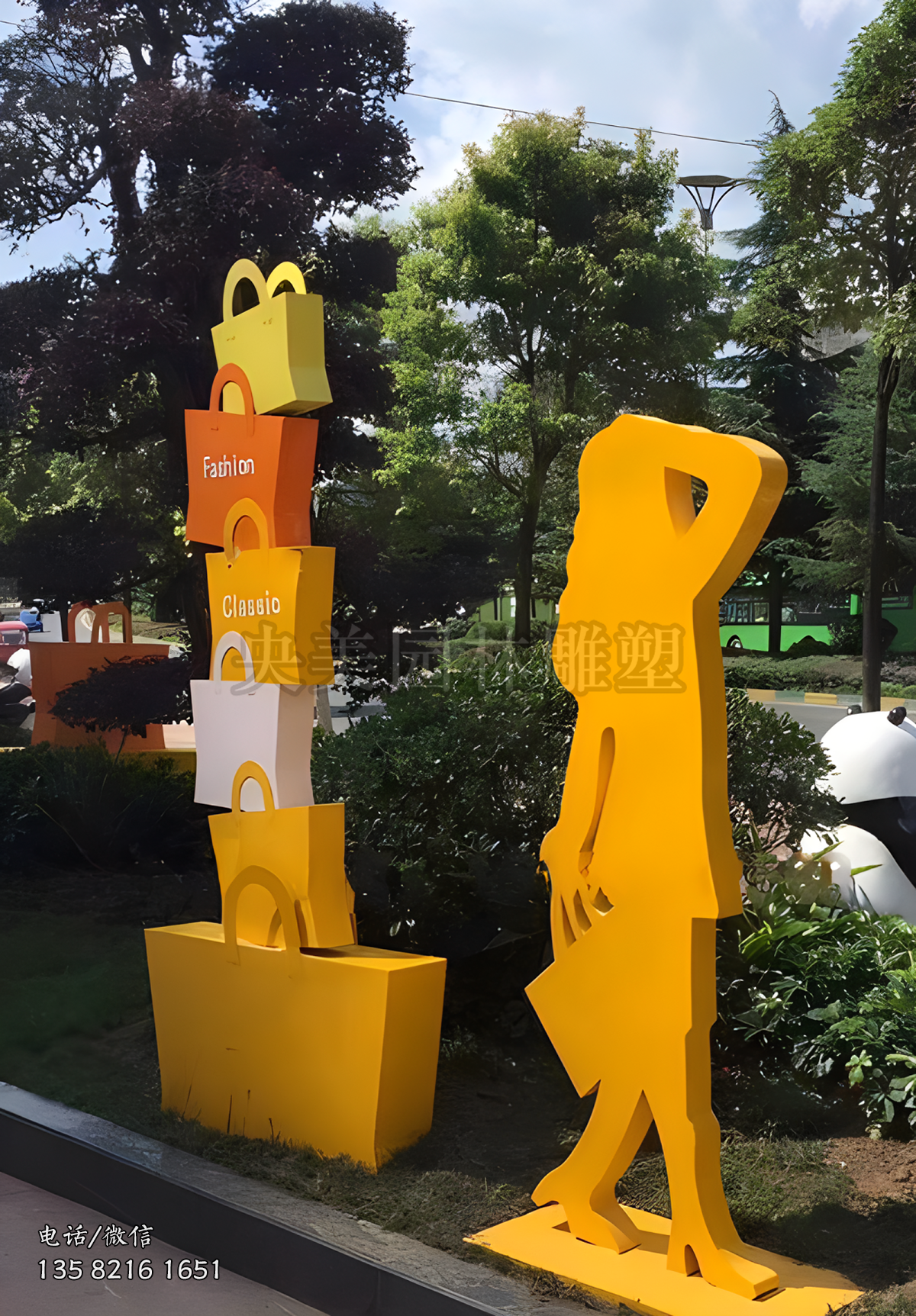 商業(yè)街購(gòu)物袋景觀雕塑擺件