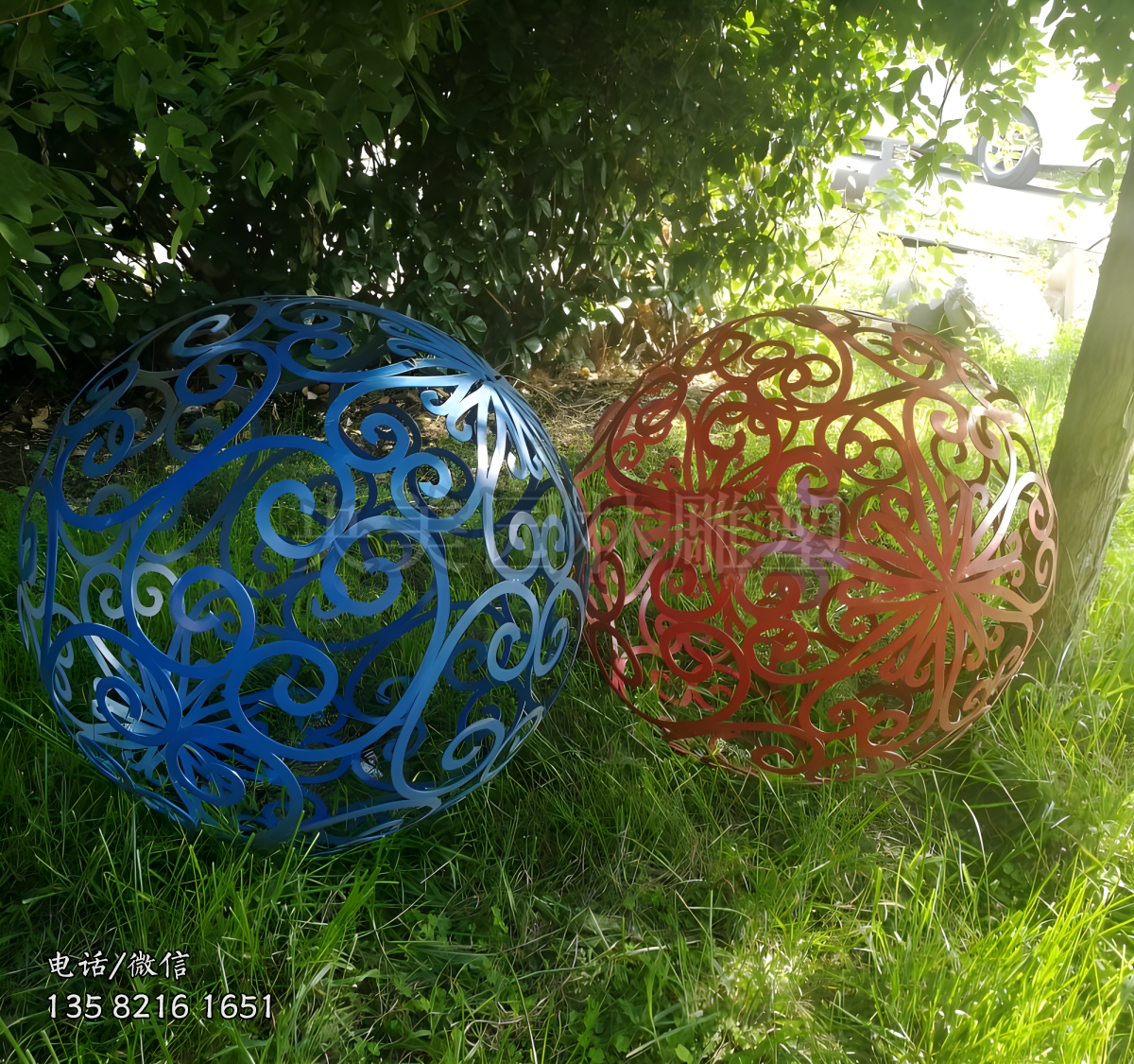 單層不銹鋼花邊鏤空球雕塑擺件