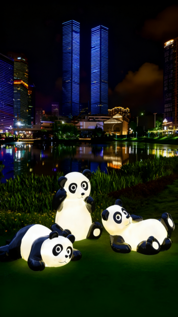 玻璃鋼發(fā)光熊貓雕塑 (9)