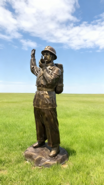 玻璃鋼仿銅消防員雕塑 (7)