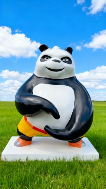 卡通玻璃鋼功夫熊貓雕塑 (7)