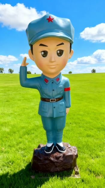 玻璃鋼卡通紅軍雕塑 (7)