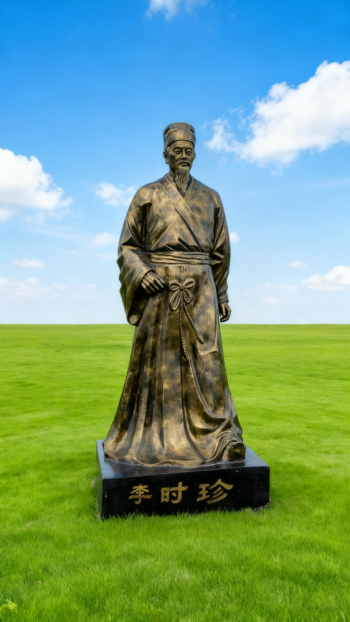 玻璃鋼仿銅李時珍雕塑 (5)