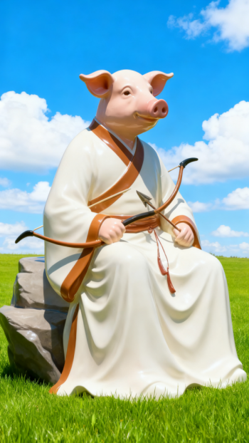 獸首人身十二生肖動物雕塑 (12)