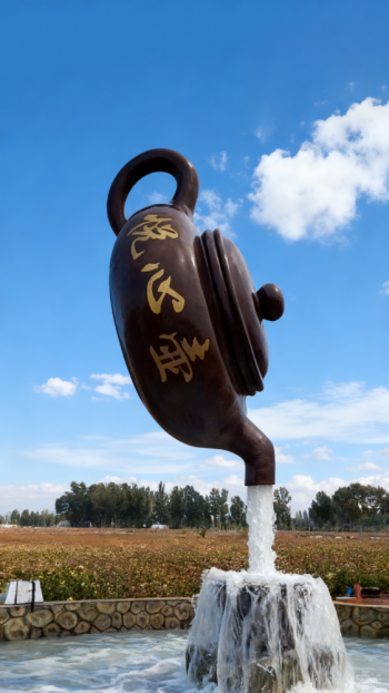 玻璃鋼懸空流水天壺茶壺景觀雕塑 (8)