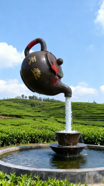 玻璃鋼懸空流水天壺茶壺景觀雕塑 (18)