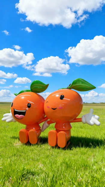 玻璃鋼卡通橙子雕塑 (2)