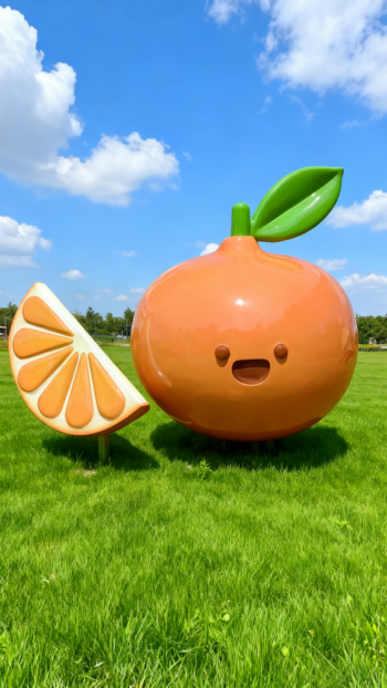 玻璃鋼卡通橙子雕塑 (6)