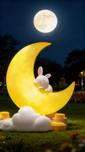 玻璃鋼發(fā)光月亮雕塑 (7)