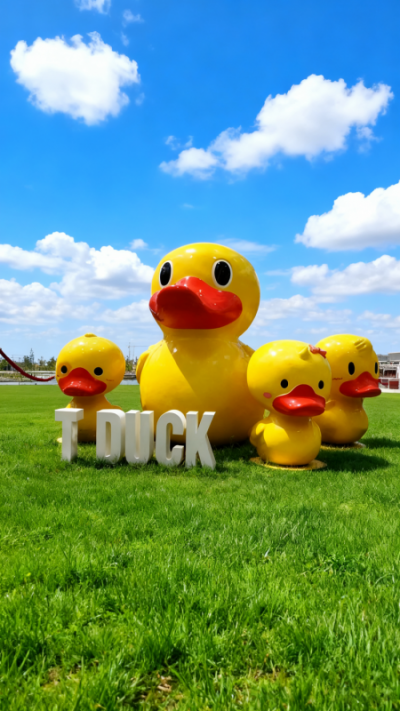 玻璃鋼小黃鴨雕塑 (5)