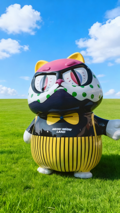 玻璃鋼卡通貓咪雕塑 (3)