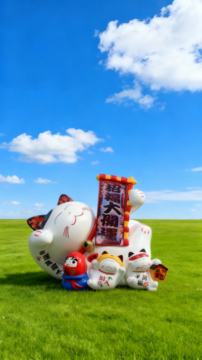 玻璃鋼招財貓雕塑 (2)